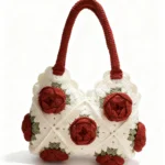 Women's Handmade Crocheted Bag Rose Series Grandmother Handbag Embroidery Open